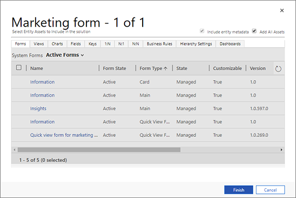 Add all assets to move customizations in Dynamics 365